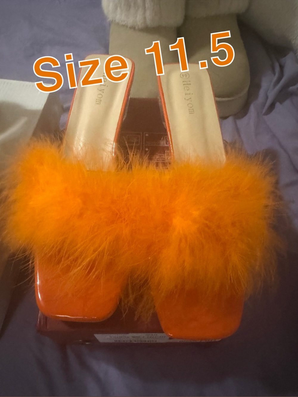 Orange Feather Slide Sandals - 11.5
